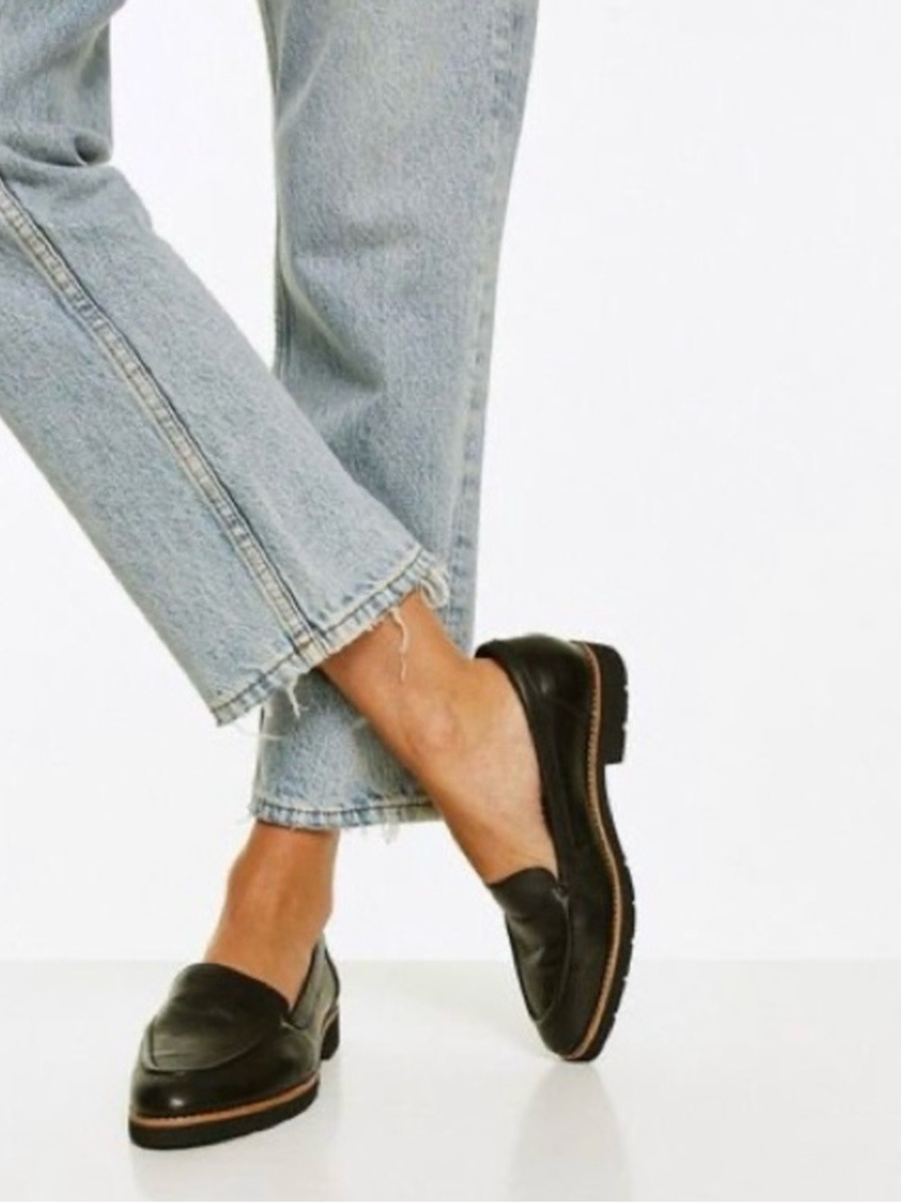 Aldo Black Leather Penny Loafers with Contrast Welt